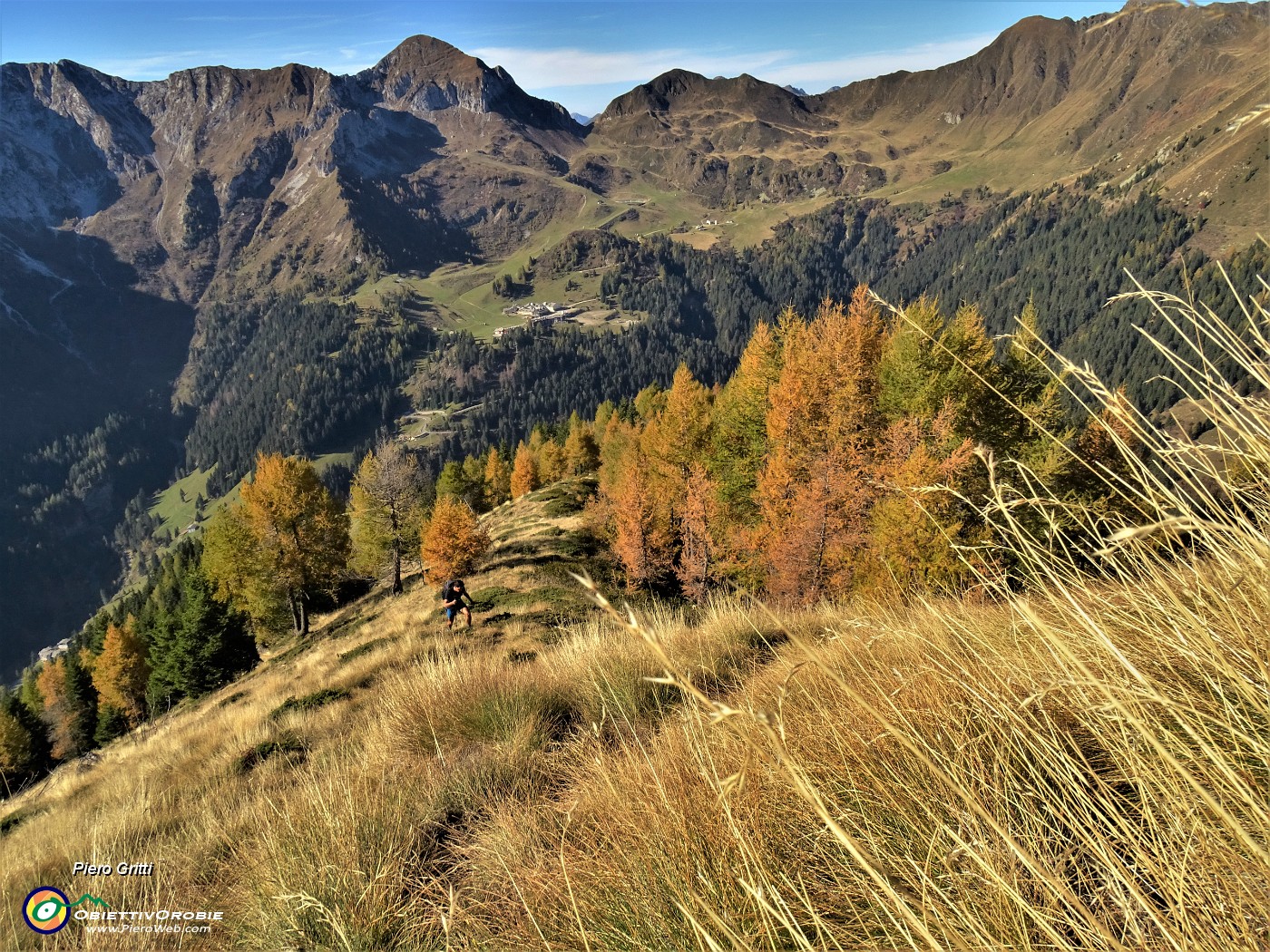 22 In decisa-ripida salita per la cima del Monte Arete (2227 m) tra larici colorati d'autunno .JPG